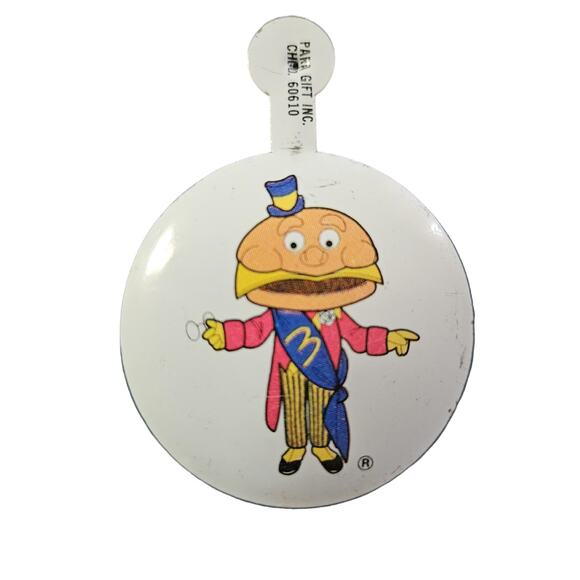 Vintage McDonalds Mayor McCheese Tin Button by Para Gift - Picture 1 of 2